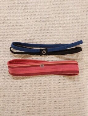 Pair of lululemon Pink and Blue Workout Heabands